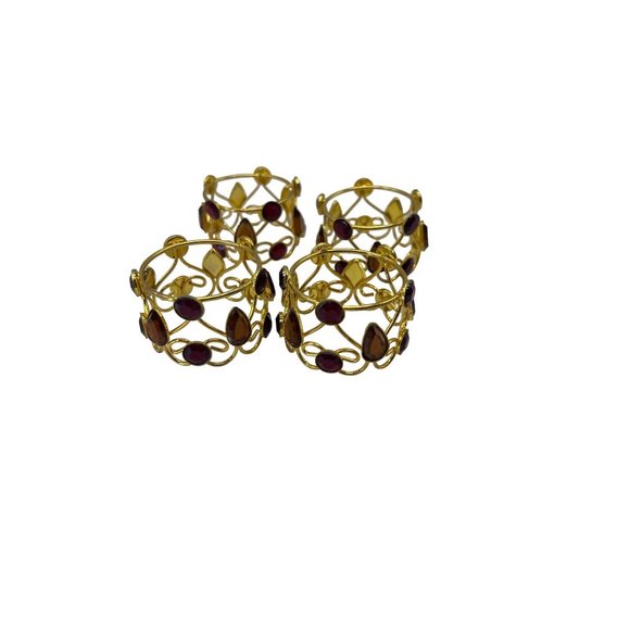 4 Goldstone Jeweled Napkin Holders - Picture 1 of 10